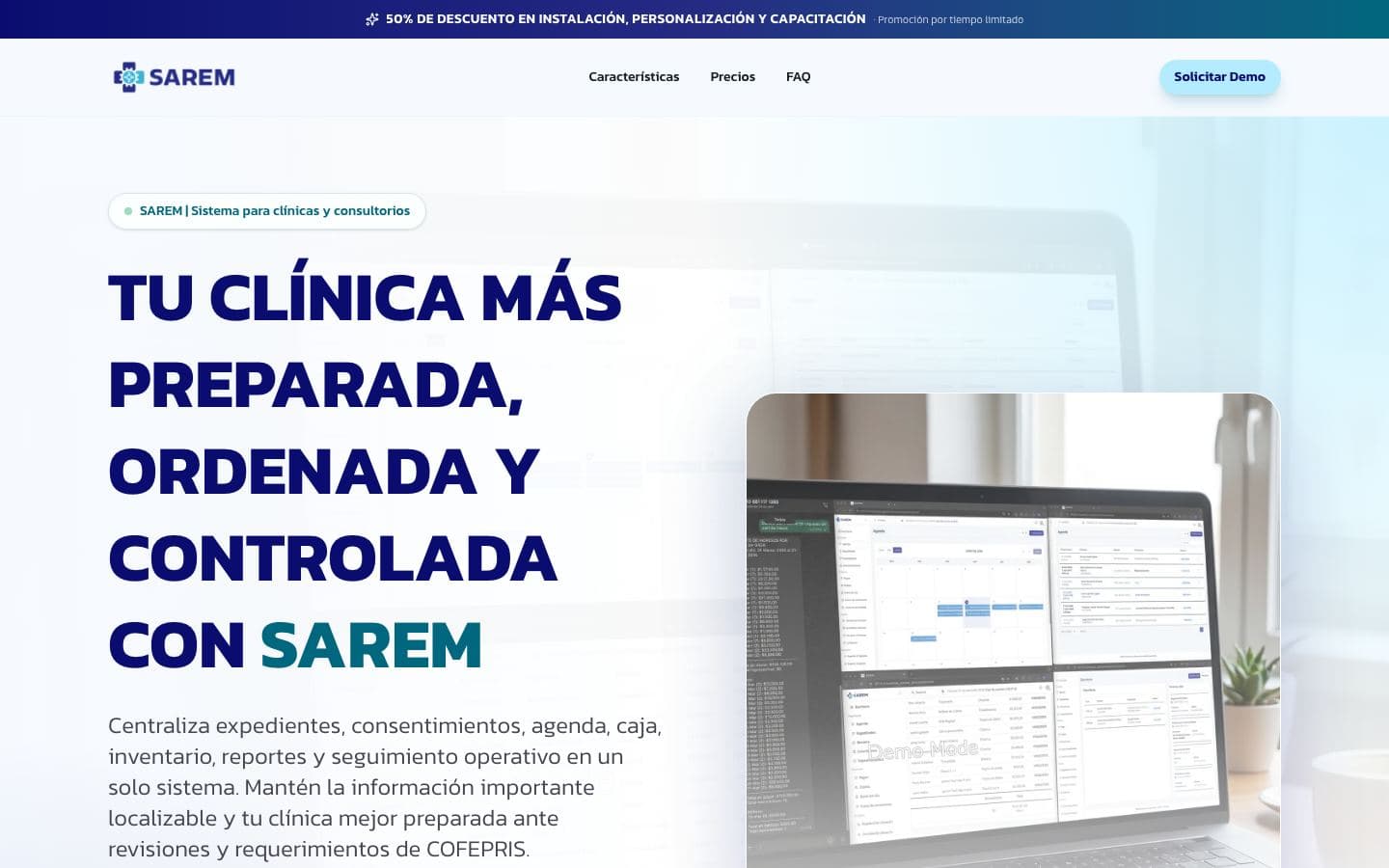 Sitio web de SAREM, desarrollado por QRETARIA
